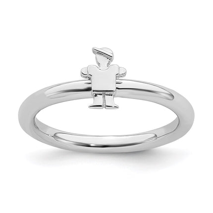 Sterling Silver Stackable Expressions Rhodium Boy Ring | QSK1935 ,