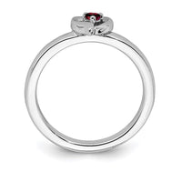 Sterling Silver Stackable Expressions Garnet Heart Ring | QSK1522 ,