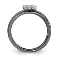 Sterling Silver Stackable Expressions Black-plated Dia. Horseshoe Ring | QSK1980 ,