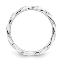 Sterling Silver Stackable Expressions Twisted White Enameled Ring | QSK553 ,