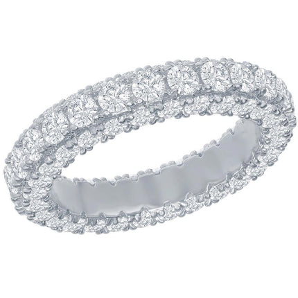 Classic Women's Triple Row CZ Eternity Band - W-2511 ,