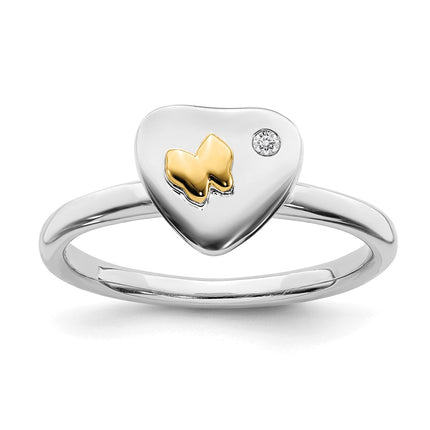 Sterling Silver & 14k Butterfly Stackable Expressions Diamond Ring | QSK1655 ,