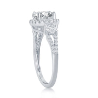 Sterling Silver Round CZ Halo Engagement Ring - W-2403 ,
