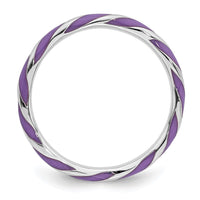 Sterling Silver Stackable Expressions Twisted Purple Enameled Ring | QSK550 ,