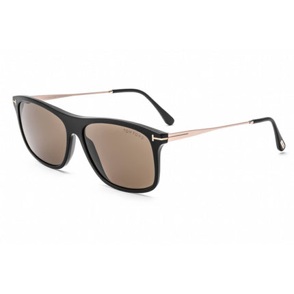 Tom Ford Women's Sunglasses - Shiny Black Acetate Square Frame Brown Lens | FT0588 01E ,