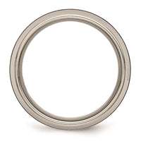 Titanium with Blue Triple Groove Beveled Edges 8mm Polished Band | TB417 ,