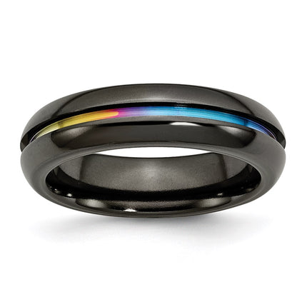 Titanium Black Multi-colored Anodized 6mm Polished Band | TB406 ,