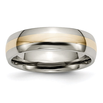 Titanium 14k Yellow Inlay 6mm Polished Band | TB18 ,