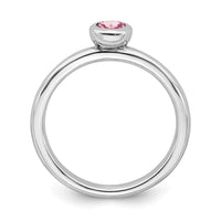 SS Stackable Expressions Low 4mm Round Pink Tourmaline Ring | QSK505 ,