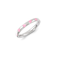 Sterling Silver Stackable Expressions Pink Enameled Ring | QSK1154 ,