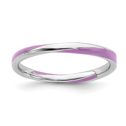 Sterling Silver Stackable Expressions Twisted Purple Enameled Ring | QSK563 ,