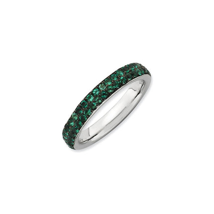Sterling Silver Stackable Expressions Polished Created Emerald Ring | QSK665 ,