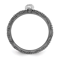 Sterling Silver Diamond Stackable Expressions Ruthenium Plated Ring | QSK1830 ,