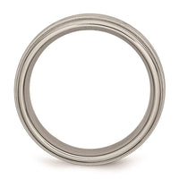Titanium Polished Criss-cross Design Brushed Center Ridged Edge Band | TB73 ,
