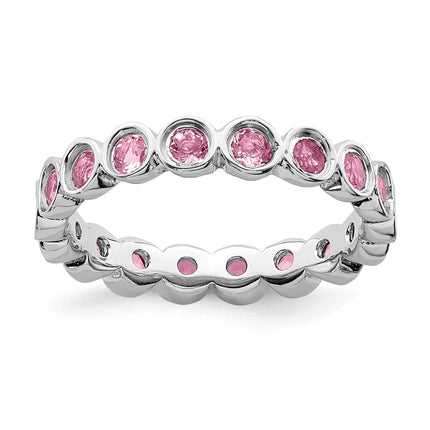 Sterling Silver Stackable Expressions Pink Tourmaline Ring | QSK395 ,