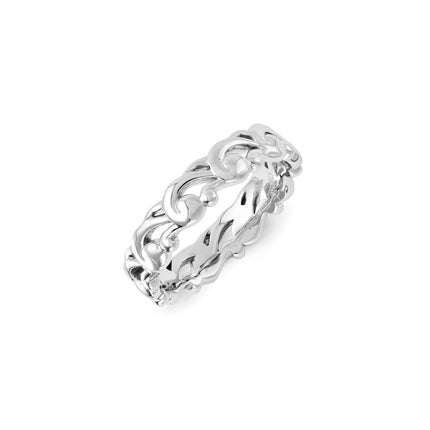 Sterling Silver Stackable Expressions Carved Band Ring | QSK1158 ,