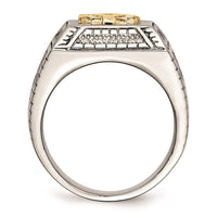 Stainless Steel Polished Yellow IP-plated w/ Sterling Silver Anchor Ring | SR471 ,