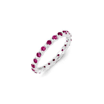 Sterling Silver Stackable Expressions Created Ruby Ring | QSK1203 ,