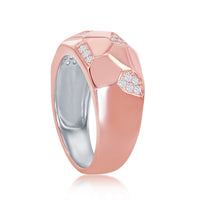 Sterling Silver Rose GP Design Micro Pave Ring - W-2048 ,