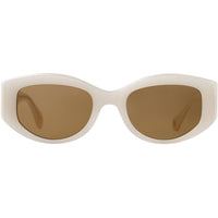 Garrett Leight Women's Sunglasses - Ecru Acetate Cat Eye Frame | RETRO BIGGIE ECRU/MAG ,