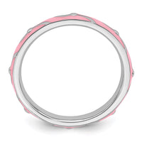Sterling Silver Stackable Expressions Pink Enamel Ring | QSK1507 ,