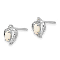 14k White Gold Opal Diamond Earring ,