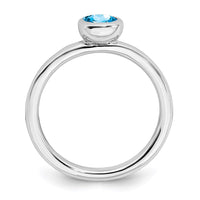 Sterling Silver Stackable Expressions Low 5mm Round Blue Topaz Ring | QSK519 ,