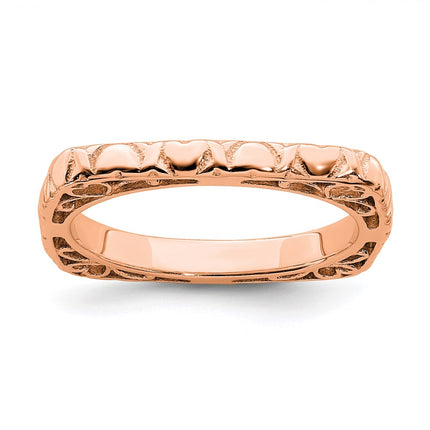 Sterling Silver Stackable Expressions Polished Pink-plated Square Ring | QSK761 ,