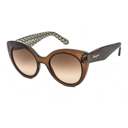 Salvatore Ferragamo Women's Sunglasses - Crystal Brown Plastic Cat Eye | SF964S 210 ,
