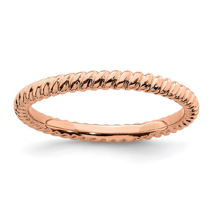 Sterling Silver Stackable Expressions Pink-plated Twisted Ring | QSK196 ,