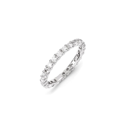Sterling Silver Stackable Expressions Created White Sapphire Ring | QSK1219 ,