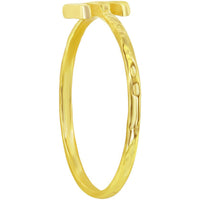 Classic Unisex Gold Tone E Initial Hammered Ring - W-2822 ,