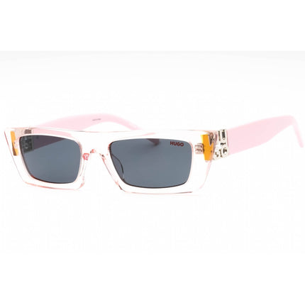 Hugo Women's Sunglasses - Pink Rectangular Plastic Frame Grey Lens | HG 1256/S 035J IR ,