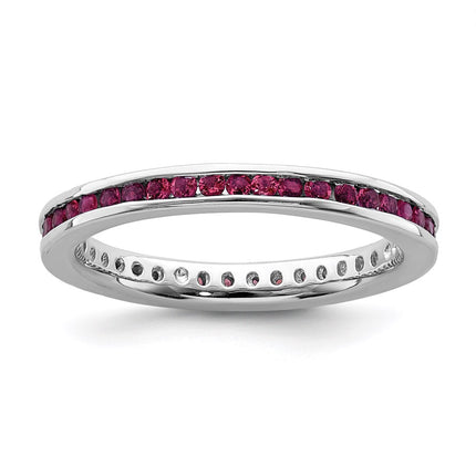 Sterling Silver Stackable Expressions Polished Created Ruby Ring | QSK660 ,