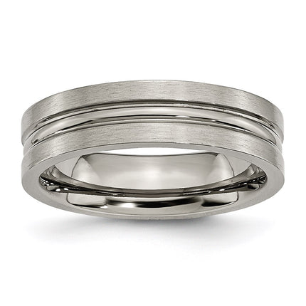 Titanium Grooved 6mm Brushed and Polished Band | TB118 ,