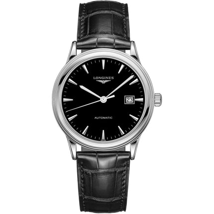 Longines Men's Watch - Flagship Automatic Black Dial Leather Strap Date | L49844522 ,