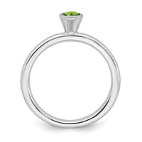 Sterling Silver Stackable Expressions High 4mm Round Peridot Ring | QSK465 ,