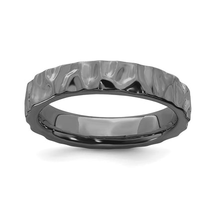 Sterling Silver Stackable Expressions Black-plated Ring | QSK305 ,