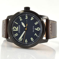 Citizen Men's Eco-Drive Watch - Chandler Dark Blue Dial Leather Strap | BM8478-01L ,