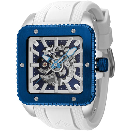 Invicta Men's Watch - Cuadro Mechanical Dark Blue, White and Silver Dial Strap | 44007 ,