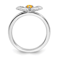 Sterling Silver Stackable Expressions Polished Citrine Flower Ring | QSK117 ,