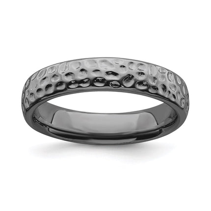 Sterling Silver Stackable Expressions Black-plated Ring | QSK289 ,