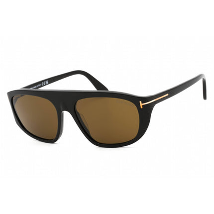 Tom Ford Unisex Sunglasses - Shiny Black Rectangular Plastic Frame | FT1002 01J ,