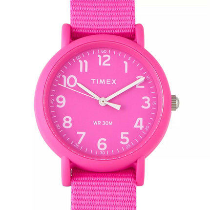 Timex Women's Watch - Weekender Quartz Resin Case Pink Dial Nylon Strap | TWG018100 ,