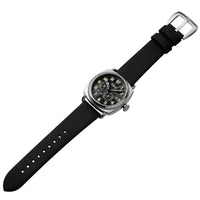 Szanto Men's Automatic Watch - Officer Coin Cushion Black Dial Strap | SZ 6201E ,