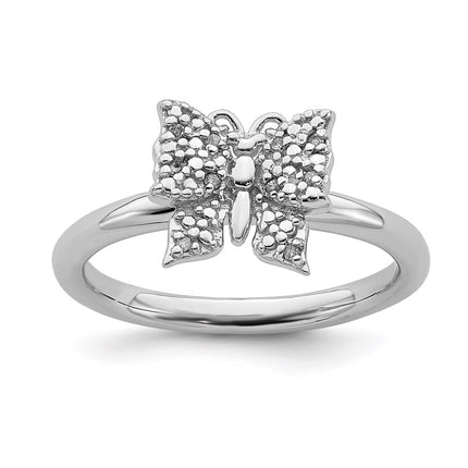 Sterling Silver Stackable Expressions Diamond Butterfly Ring | QSK1665 ,