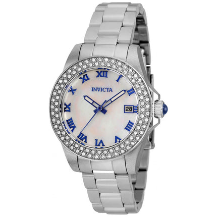 Invicta Women's Crystal Watch - Angel MOP Dial Silver Stainless Steel Bracelet | 36069 ,