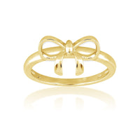 Sterling Silver Gold Plated Bow Ring - W-9825 ,