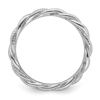 Sterling Silver Stackable Expressions Rhodium-plated Twist Ring | QSK1558 ,