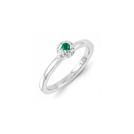 Sterling Silver Stackable Expressions Created Emerald Ring | QSK1325 ,
